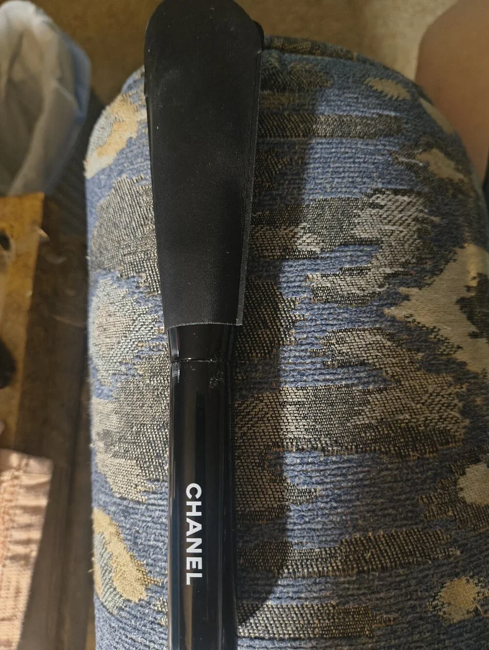 CHANEL Black Powder Brush with Logo Handle